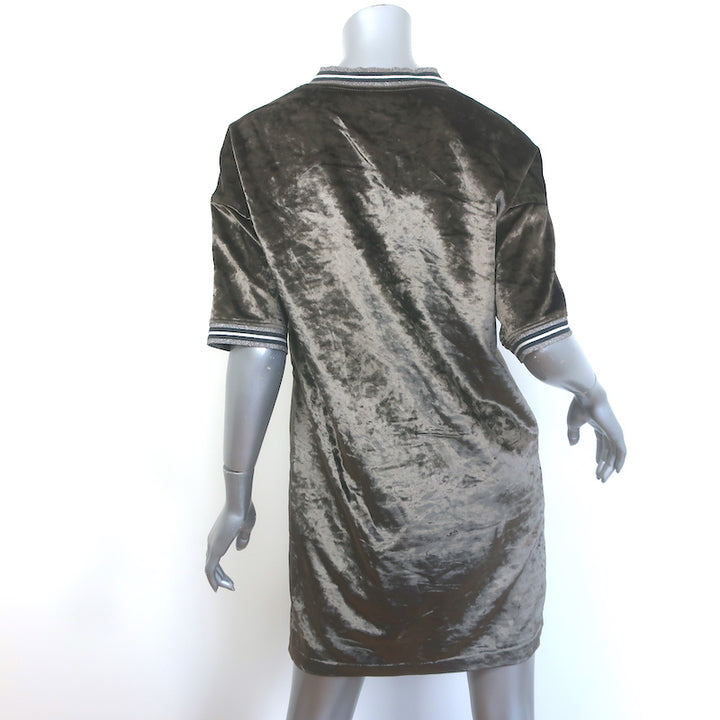 Brunello Cucinelli Short Sleeve Velvet Shift Dress Brown Size Extra Small
