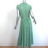 Reformation Gwenyth Midi Wrap Dress Green Floral Print Crepe Size Medium