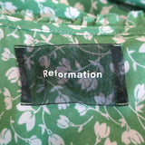Reformation Gwenyth Midi Wrap Dress Green Floral Print Crepe Size Medium