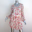 LoveShackFancy Tiered Mini Dress White/Pink Rose Print Chiffon Size Medium