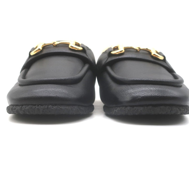 Gucci Shearling Horsebit Mules Black Padded Leather Size 38
