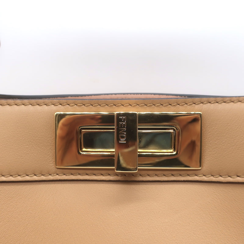 Fendi Peekaboo ISeeU Medium Top Handle Bag Beige Leather Crossbody