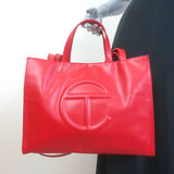 TELFAR Medium Shopping Bag Red Faux Leather Crossbody