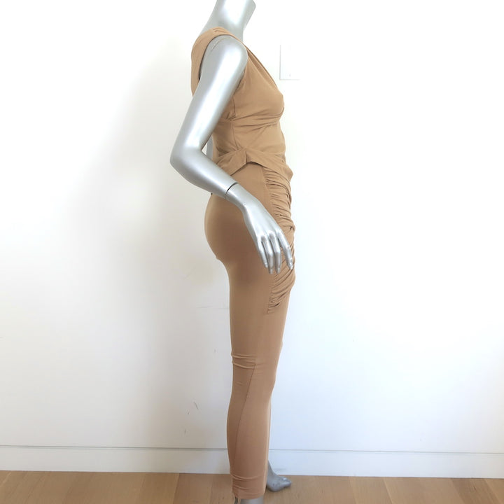 The Line by K Twist Tank Top &amp; Midi Skirt Set Camel Stretch Jersey Size Small