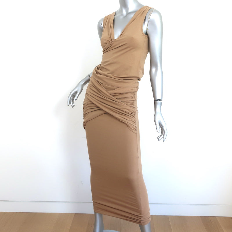 The Line by K Twist Tank Top &amp; Midi Skirt Set Camel Stretch Jersey Size Small