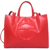 TELFAR Medium Shopping Bag Red Faux Leather Crossbody
