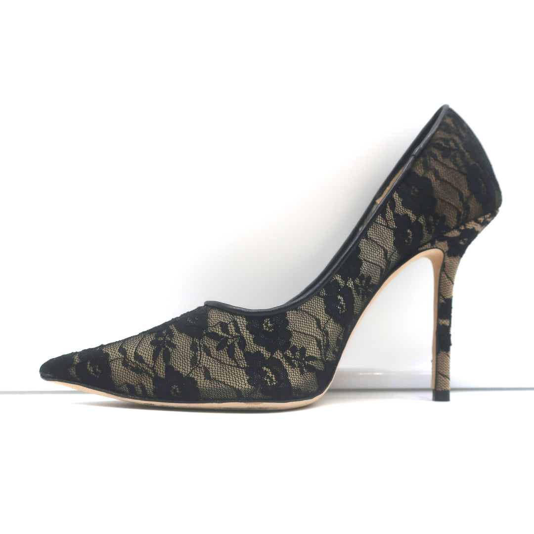 Jimmy Choo Love 100 Lace Pumps Black Size 37 Pointed Toe Heels
