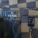 Vintage Fendi Checkerboard Zucca Pencil Skirt Brown Size 44