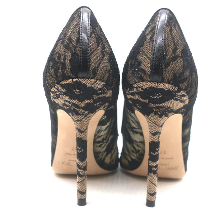 Jimmy Choo Love 100 Lace Pumps Black Size 37 Pointed Toe Heels