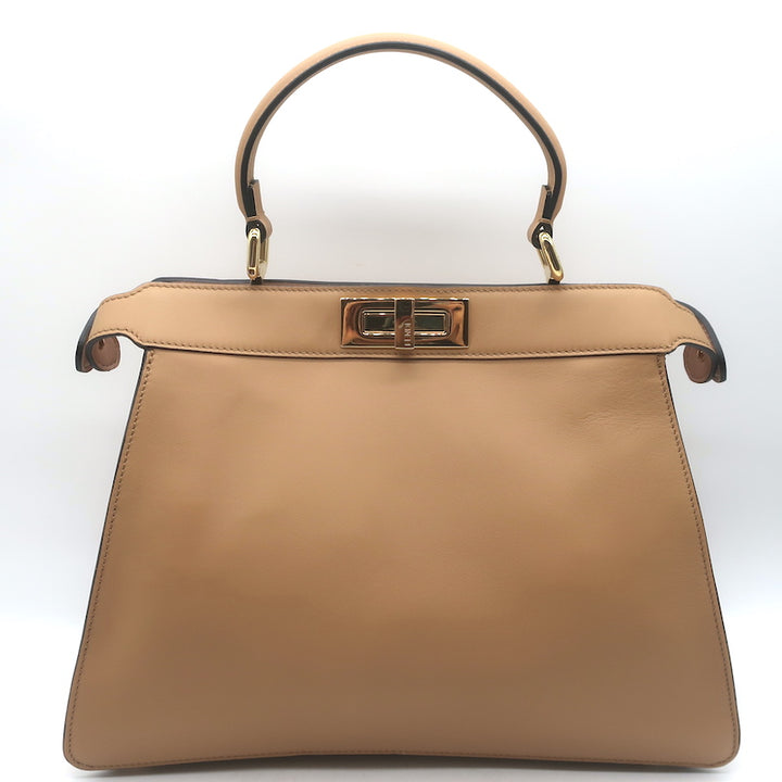 Fendi Peekaboo ISeeU Medium Top Handle Bag Beige Leather Crossbody