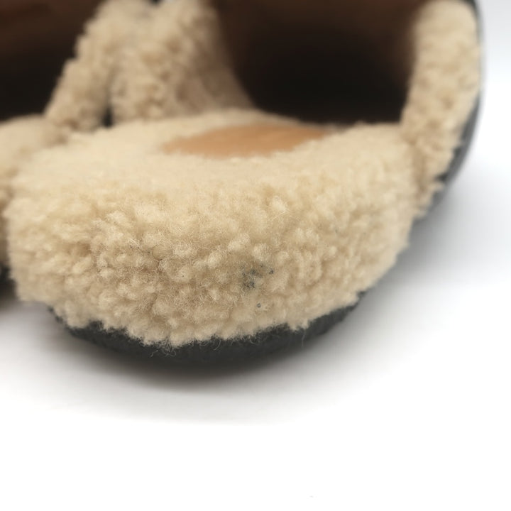Gucci Shearling Horsebit Mules Black Padded Leather Size 38