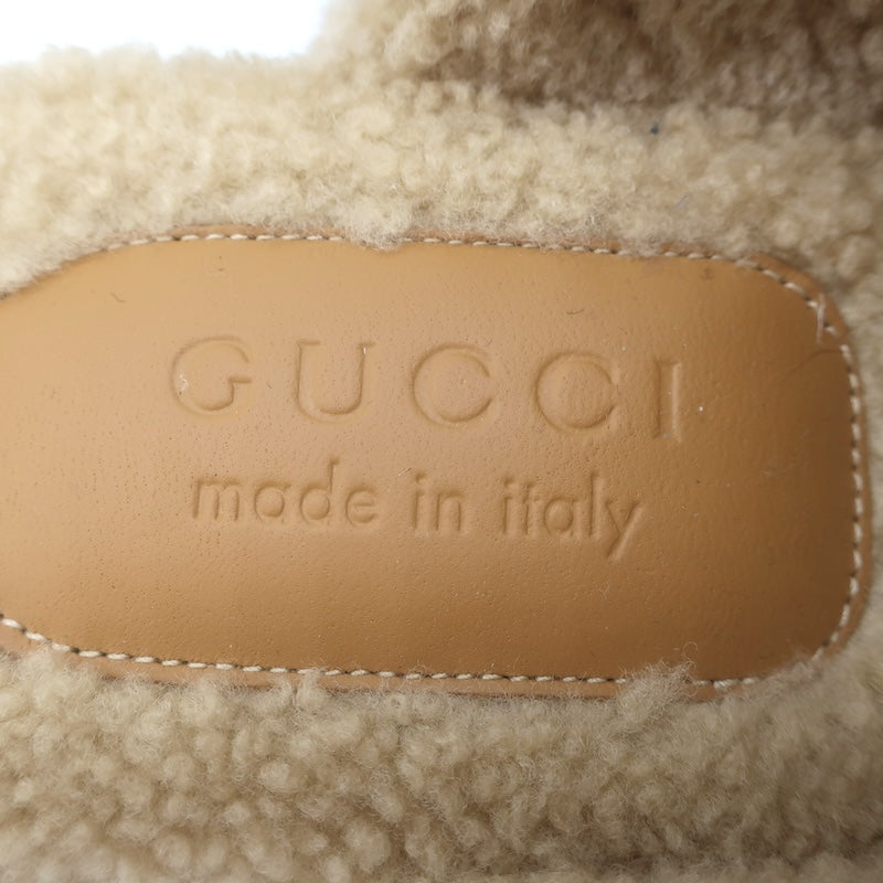 Gucci Shearling Horsebit Mules Black Padded Leather Size 38