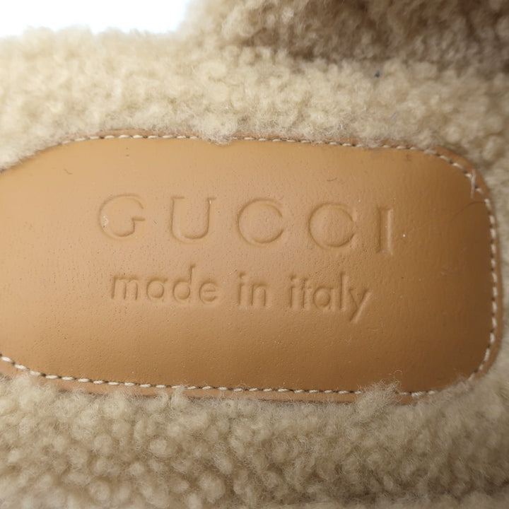 Gucci Shearling Horsebit Mules Black Padded Leather Size 38