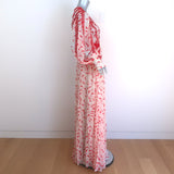 Self-Portrait Crescent Guipure Lace-Trim Chiffon Maxi Dress Cream/Red Size 4