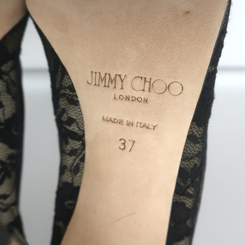 Jimmy Choo Love 100 Lace Pumps Black Size 37 Pointed Toe Heels
