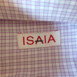Isaia French Cuff Dress Shirt Light Purple Checked Cotton Size 42 - 16 1/2