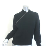 Tom Ford diagonal-zip sweater, black cashmere-cotton, size XS — authentic pre-owned, gently worn luxury knit