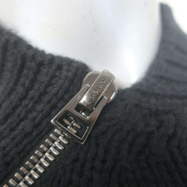 Tom Ford diagonal-zip sweater in black cashmere-cotton, pre-owned with gentle wear and authentic luxury details