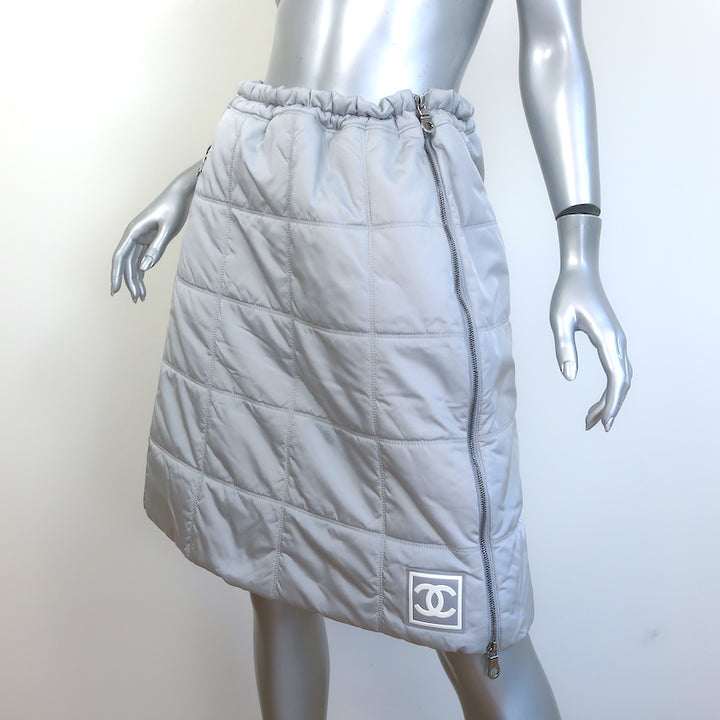 Chanel Identification 00A Quilted Puffer Skirt Gray Size 42