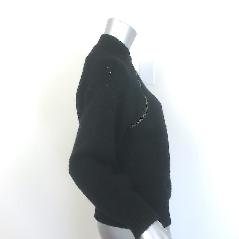 Tom Ford diagonal-zip sweater, black cashmere-cotton blend — pre-owned, gently worn luxury knitwear.