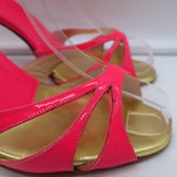 Christian Louboutin Noeudette Sandals Neon Pink Patent Leather Size 36.5