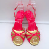 Christian Louboutin Noeudette Sandals Neon Pink Patent Leather Size 36.5