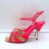 Christian Louboutin Noeudette Sandals Neon Pink Patent Leather Size 36.5