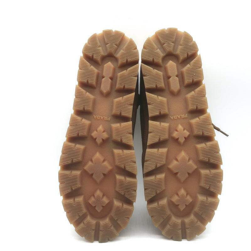 Prada Trail Low Top Sneakers Brown Faded Suede Size 39