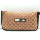 Gucci x MLB GG Canvas Travel Pouch Clutch Beige/Rust NEW