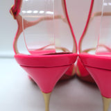 Christian Louboutin Noeudette Sandals Neon Pink Patent Leather Size 36.5