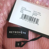 Retrofete Jourdana Off the Shoulder Sequin Knit Top Pink Size Small NEW