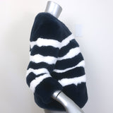 Kule The Bailey Striped Faux Fur Jacket Navy/White Size Extra Small