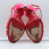 Christian Louboutin Noeudette Sandals Neon Pink Patent Leather Size 36.5