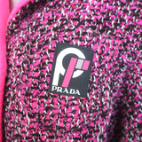 Prada Short Sleeve Tweed Puffer Jacket Pink Wool-Blend Size 38