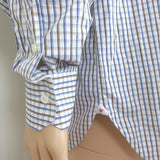 Isaia Check Button Down Shirt White/Light Blue/Beige Cotton Size 42 - 16 1/2