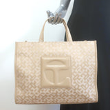 TELFAR Medium Jacquard Shopper Tote Beige Crossbody NEW