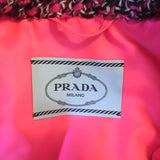 Prada Short Sleeve Tweed Puffer Jacket Pink Wool-Blend Size 38