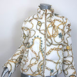 Moose Knuckles x Jennifer Meyer Edith Chain Print Puffer Jacket White Size Small