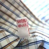 Isaia Check Button Down Shirt White/Light Blue/Beige Cotton Size 42 - 16 1/2