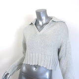 Sablyn Julie collared cropped sweater in light gray cotton-silk-cashmere blend, authentic pre-owned size Small