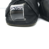 Prada Quilted Leather Mules Black Size 37 Kitten Heel Slide Sandals