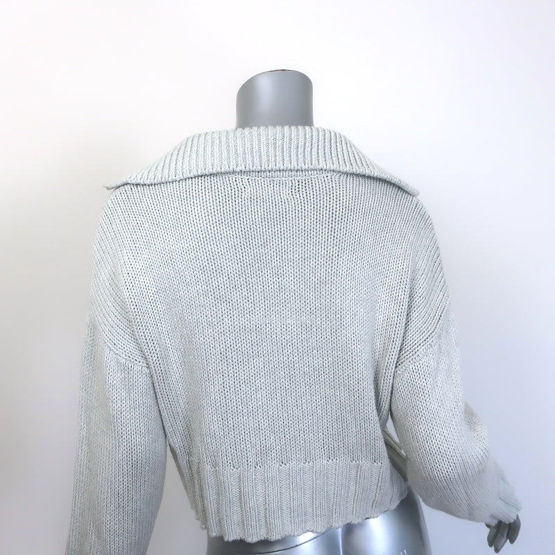 Sablyn Julie collared cropped sweater, light gray cotton-silk-cashmere blend, size S — authentic pre-owned luxury