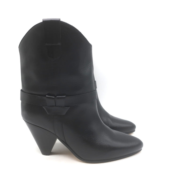 Isabel Marant Deane Western Ankle Boots Black Leather Size 39
