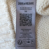 Zadig & Voltaire Valma We Amour Sweater Cream Distressed Knit Size Extra Small