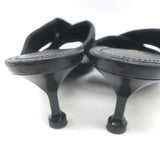 Prada Quilted Leather Mules Black Size 37 Kitten Heel Slide Sandals