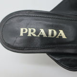 Prada Quilted Leather Mules Black Size 37 Kitten Heel Slide Sandals