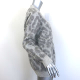 Stella McCartney Leopard Print Oversize Cardigan Light Gray Brushed Knit Size 38