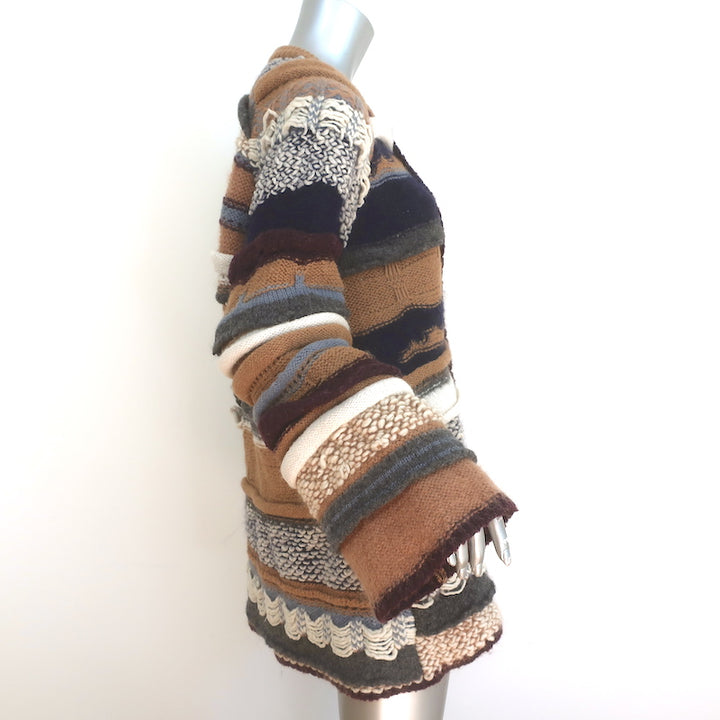 Stella McCartney Patchwork Boucle Sweater Brown/Multi Wool-Blend Size 40
