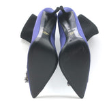 Roger Vivier Crystal Buckle Sock Boots Navy Satin & Black Neoprene Size 39