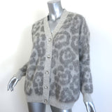 Stella McCartney Leopard Print Oversize Cardigan Light Gray Brushed Knit Size 38